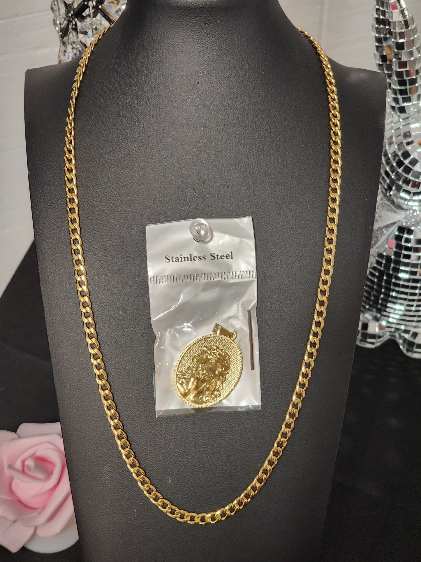 Mens Gold Stainless Steel Crown of Thorns Necklace