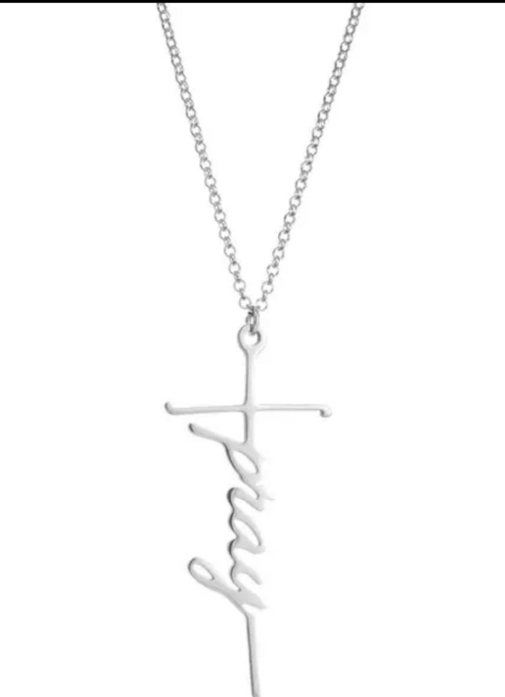 Cross /Faith, Jesus, Blessed, Believe, Pray, Fearless and Strength Silver or Gold Plated Pendant Necklace with 18inch chain