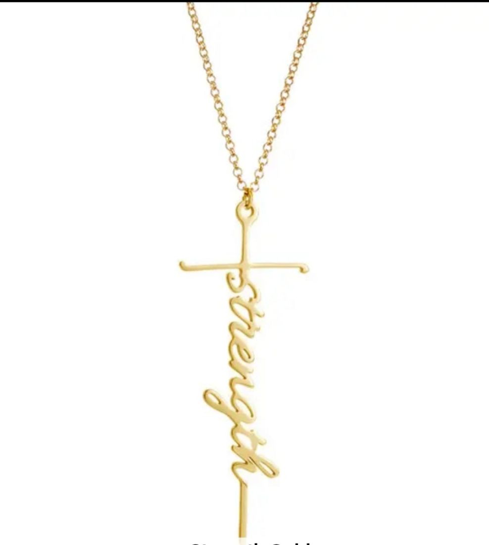 Cross /Faith, Jesus, Blessed, Believe, Pray, Fearless and Strength Silver or Gold Plated Pendant Necklace with 18inch chain