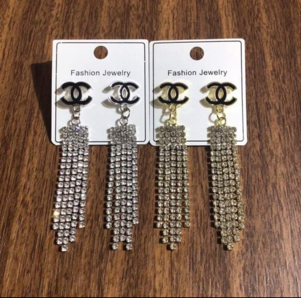 Gold or Silver Cascading Rhinestone Earrings