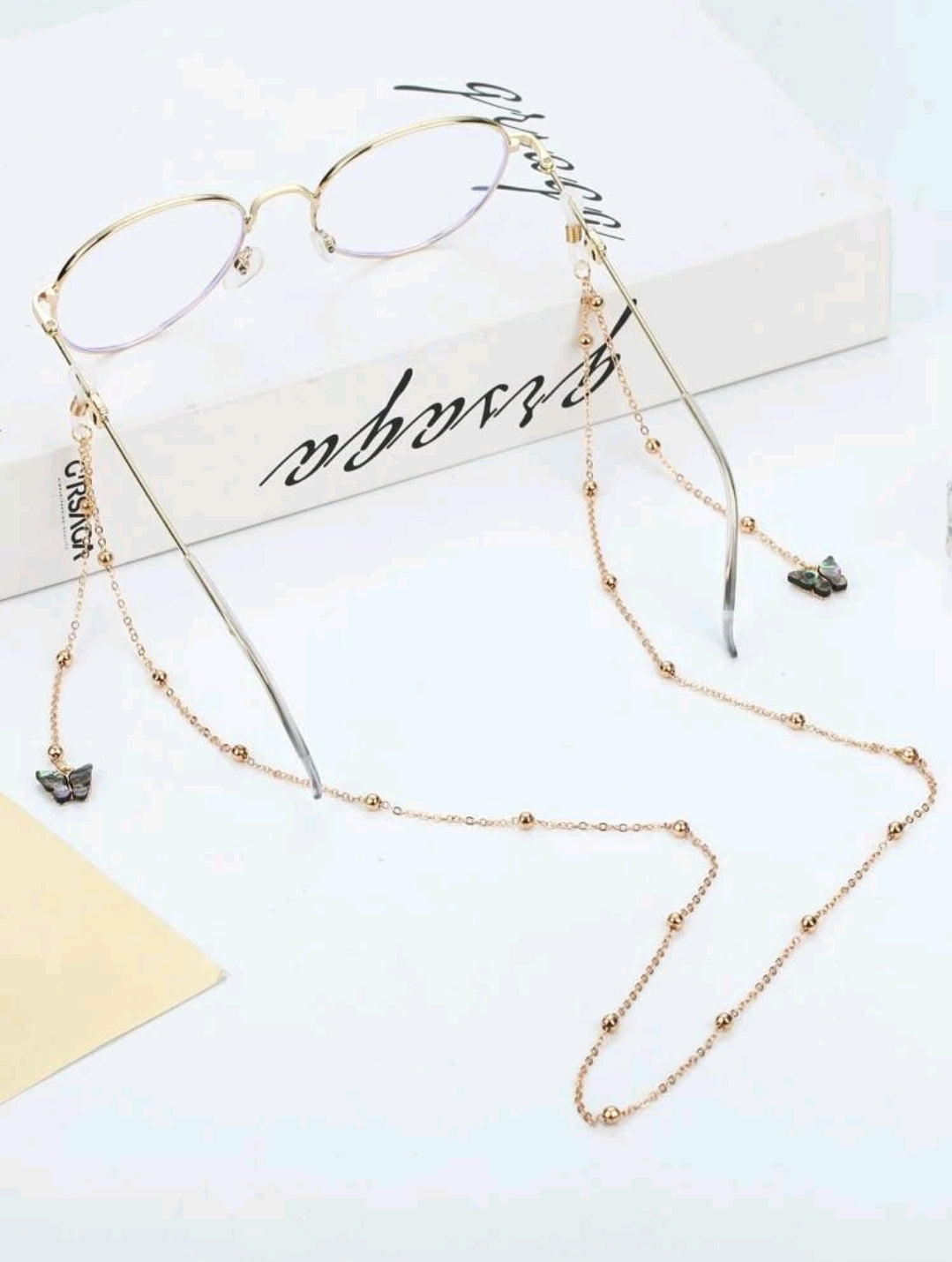 Butterfly Charm Eye Glasses Chain (Without Glasses)