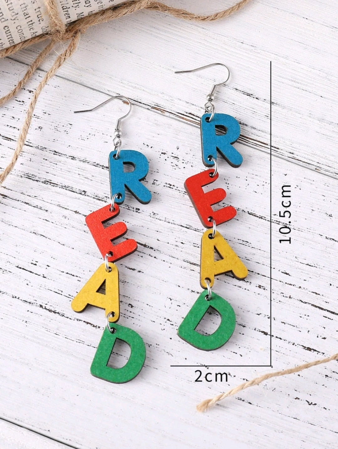 READ Letter Drop Earrings