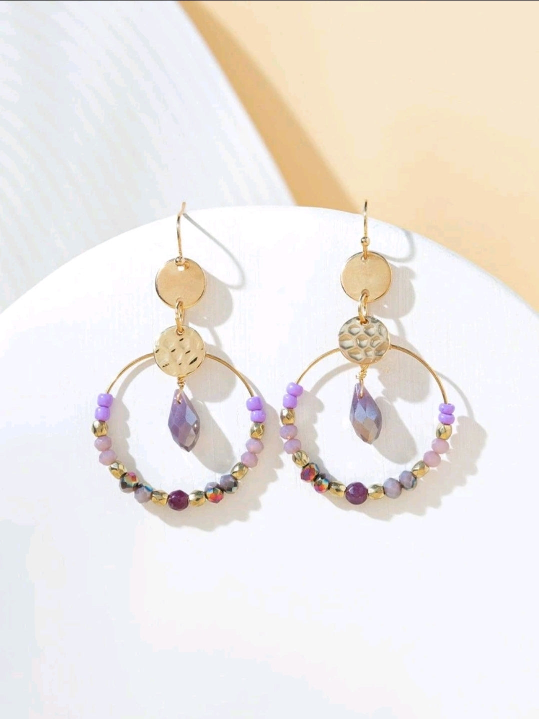Beaded Detailed Round Drop Earrings
