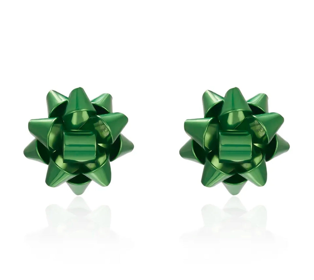 Christmas Bow Earrings (Red or Green)