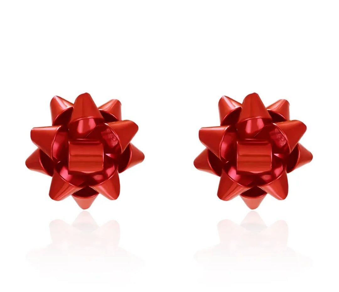Christmas Bow Earrings (Red or Green)