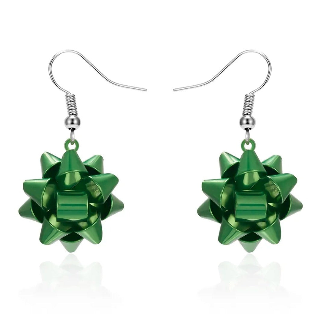 Christmas Bow Earrings (Red or Green)