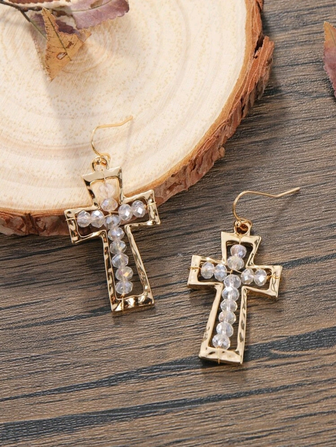 Beaded Cross Earrings