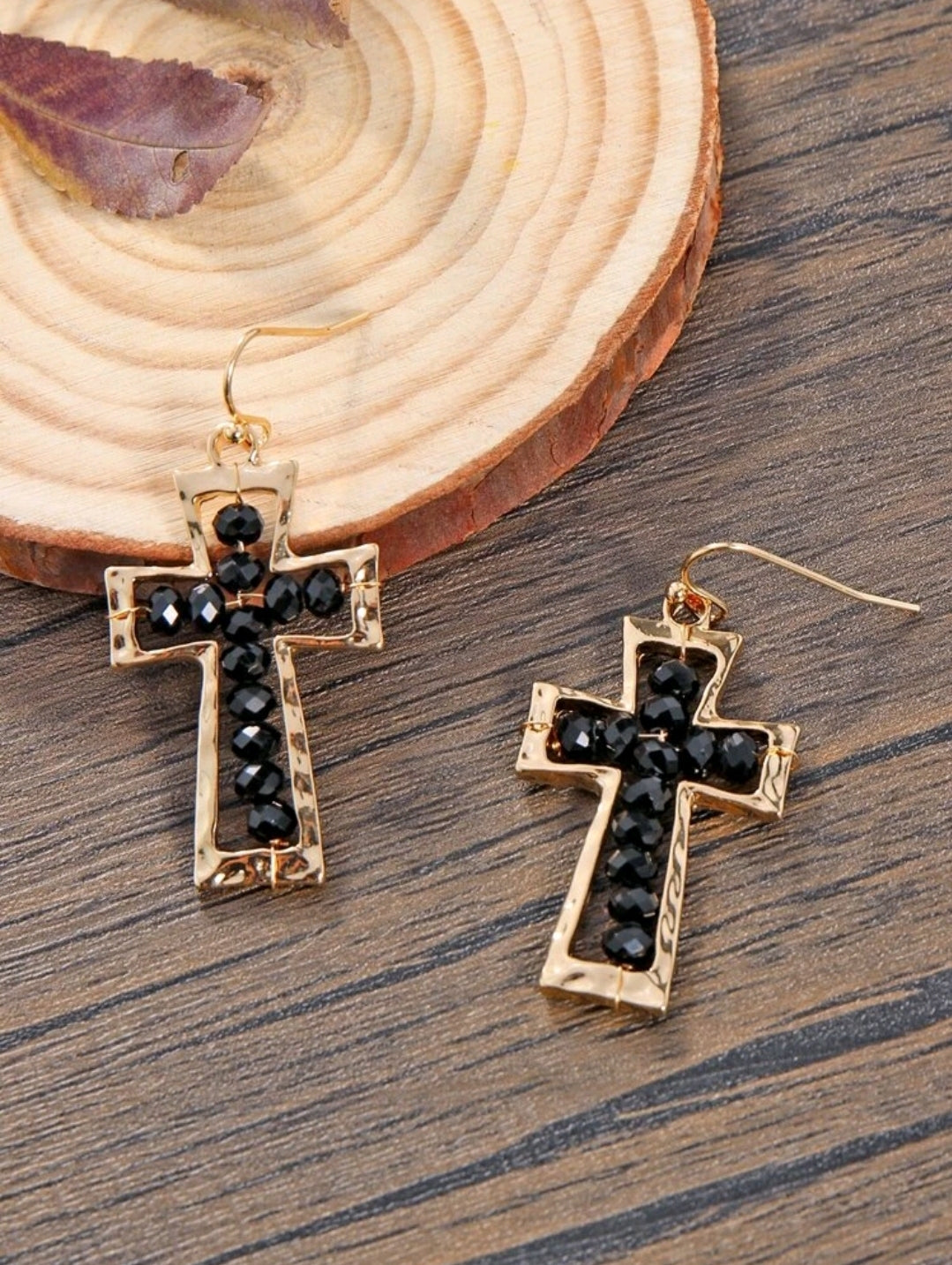 Beaded Cross Earrings
