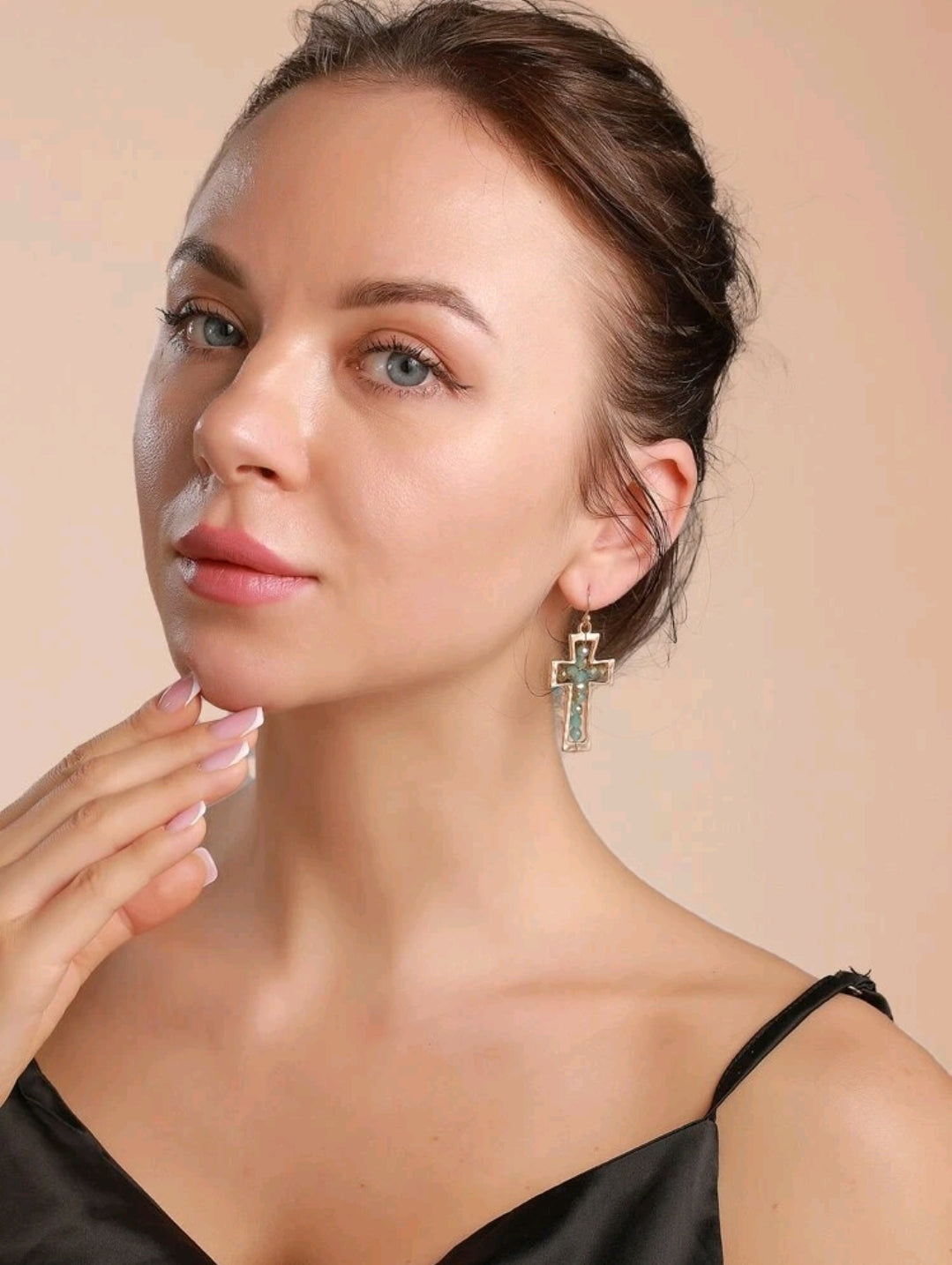 Beaded Cross Earrings