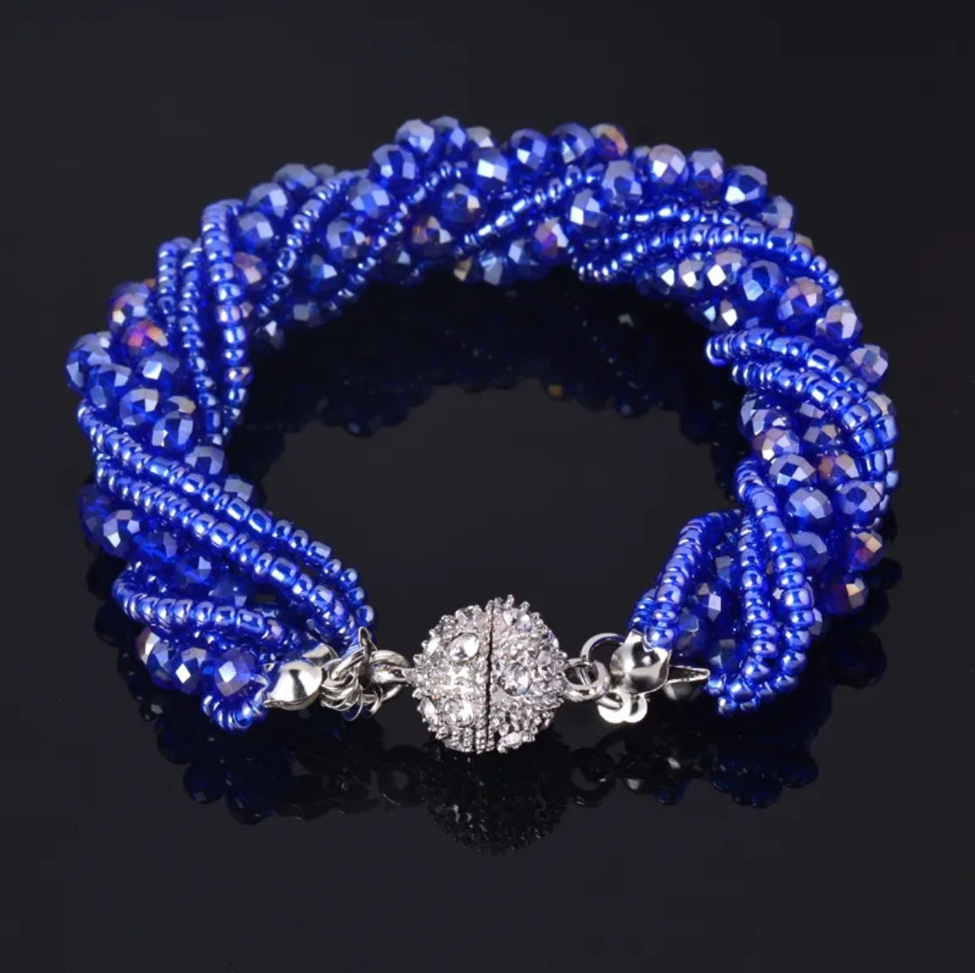 Multi-Layer Crystal Seed Bead, Magnetic Bracelets - Available in White, Silver, Blue Zircon, Hematite, Black, Champagne and Champagne Brown!