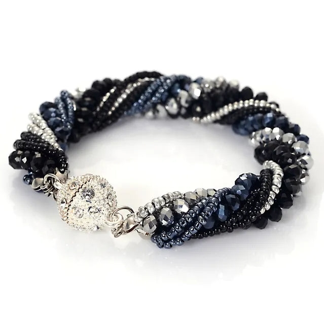Multi-Layer Crystal Seed Bead, Magnetic Bracelets - Available in White, Silver, Blue Zircon, Hematite, Black, Champagne and Champagne Brown!