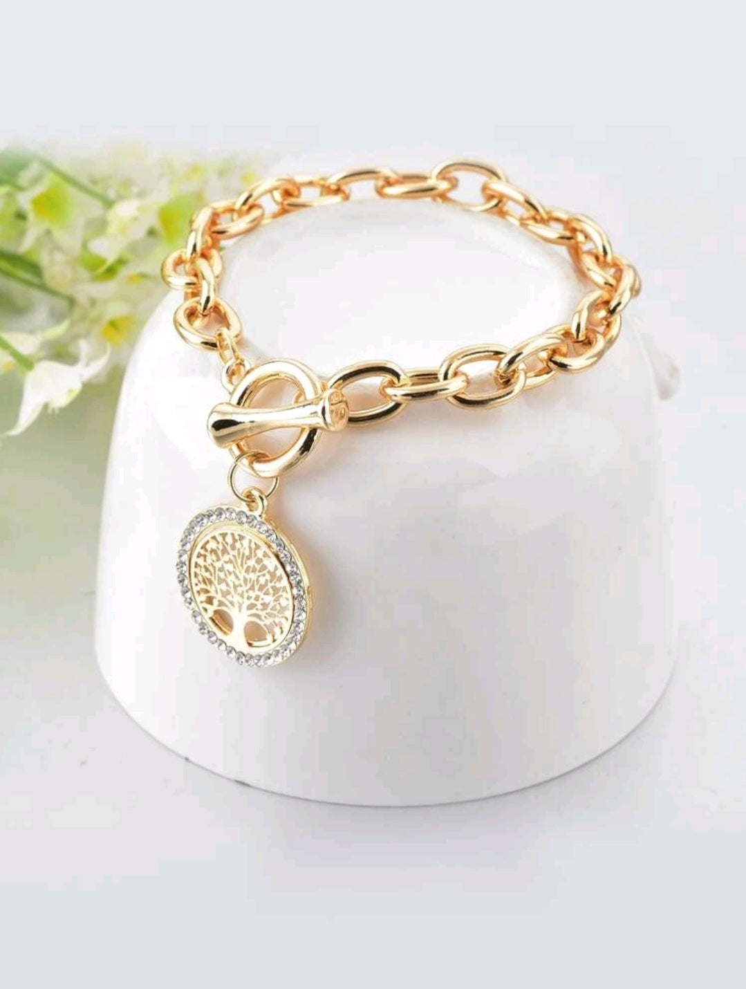 Tree of Life Rhinestone Charm, Toggle Bracelet or Tree of Life Earrings