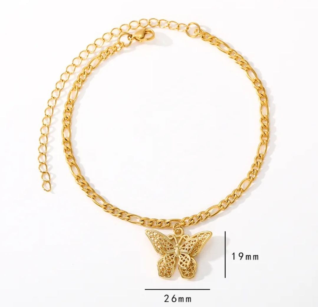Butterfly Stainless Steel Anklets