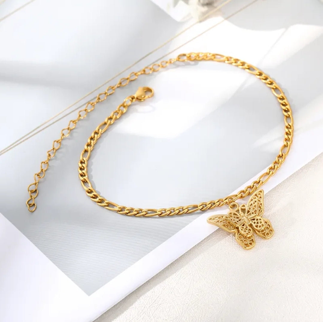 Butterfly Stainless Steel Anklets