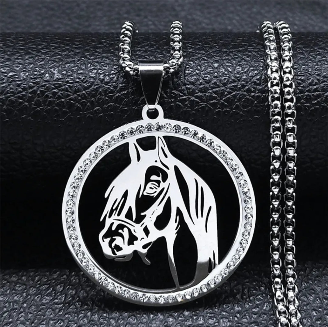 Horse Pendant on a Box Chain Necklace (Stainless Steel)