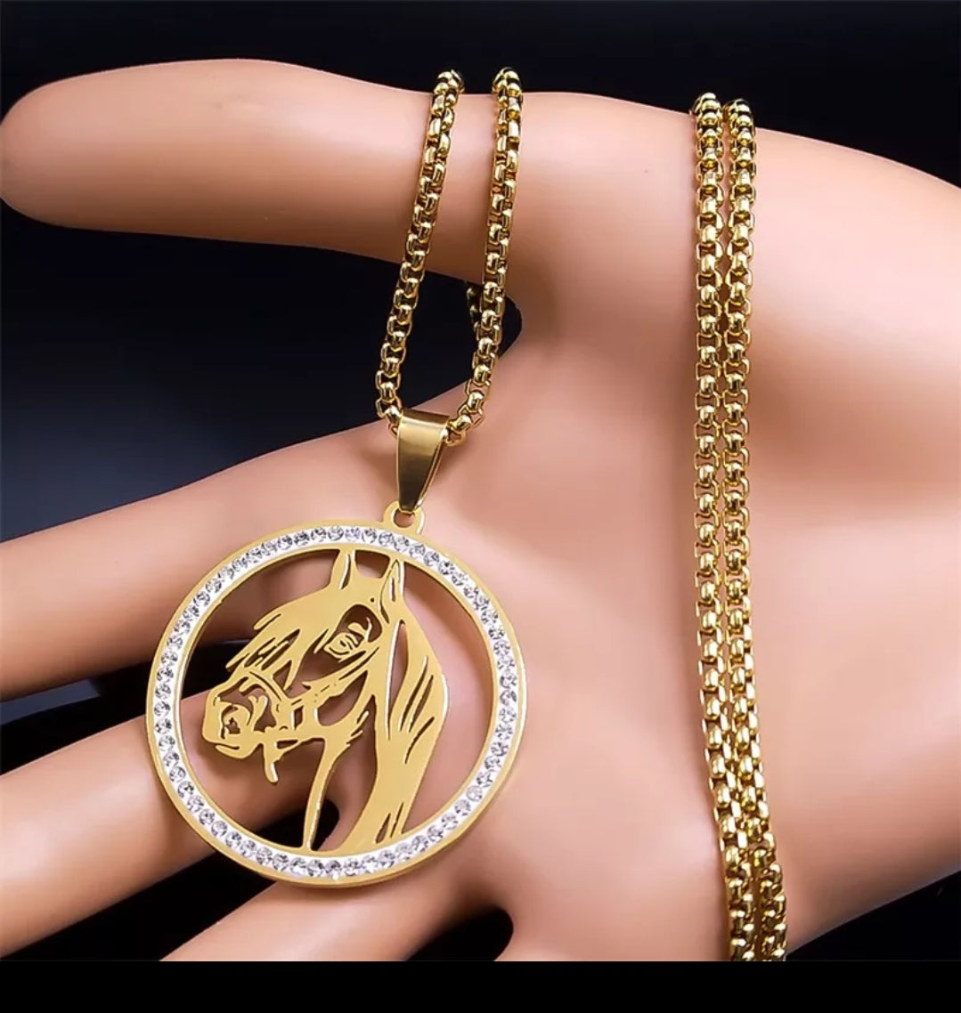 Horse Pendant on a Box Chain Necklace (Stainless Steel)