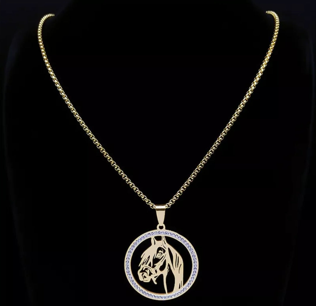 Horse Pendant on a Box Chain Necklace (Stainless Steel)