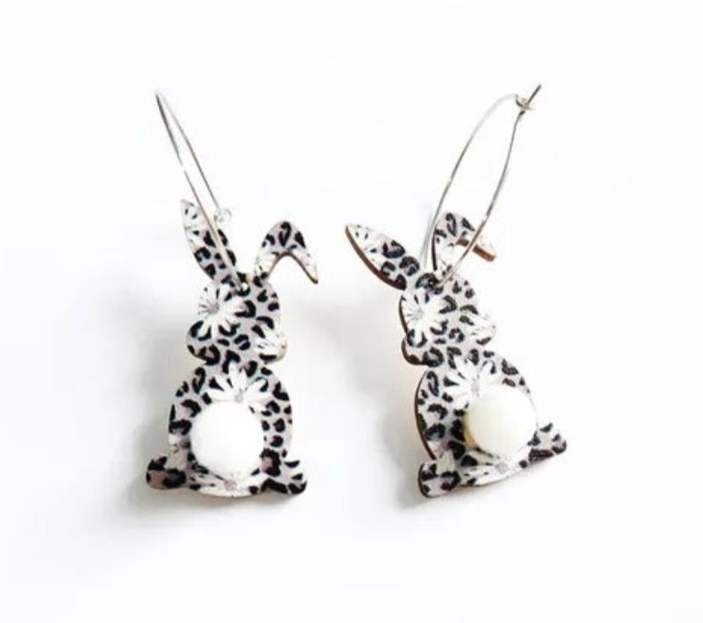 Bunny Wooden Easter Earrings
