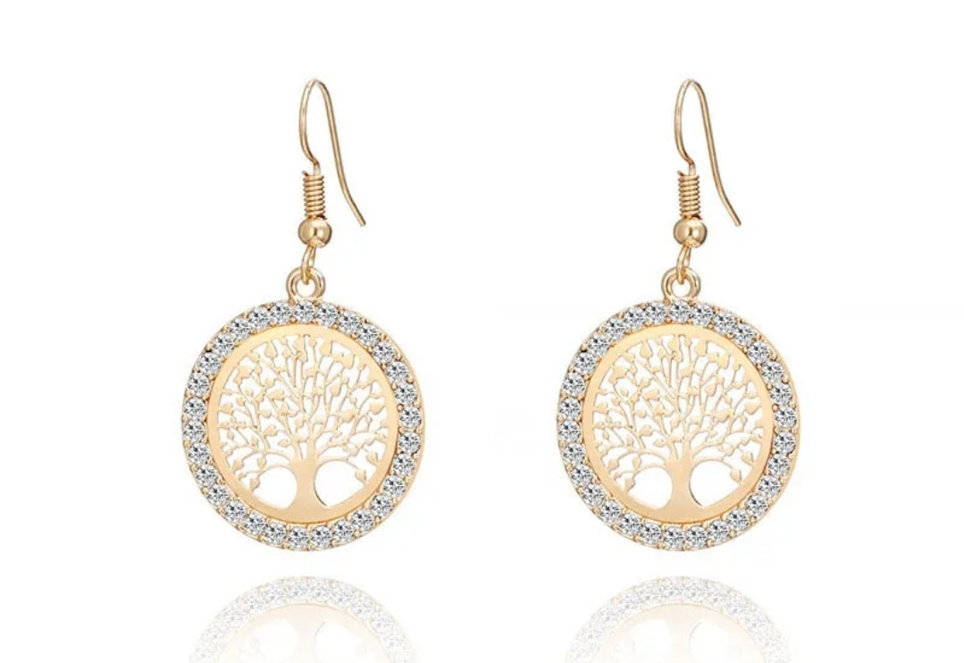 Tree of Life Rhinestone Charm, Toggle Bracelet or Tree of Life Earrings