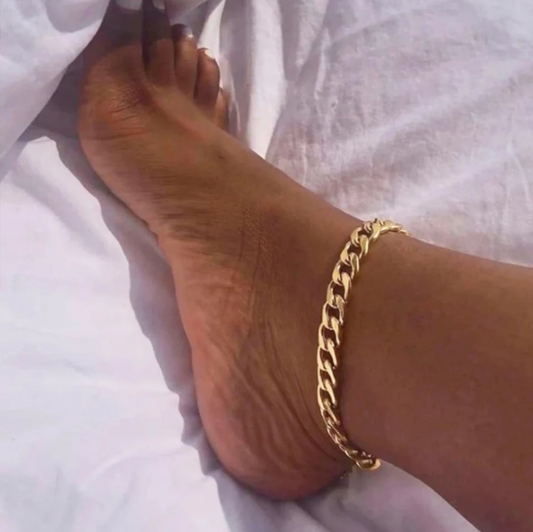 Silver Stainless Steel Cuban Link Anklet