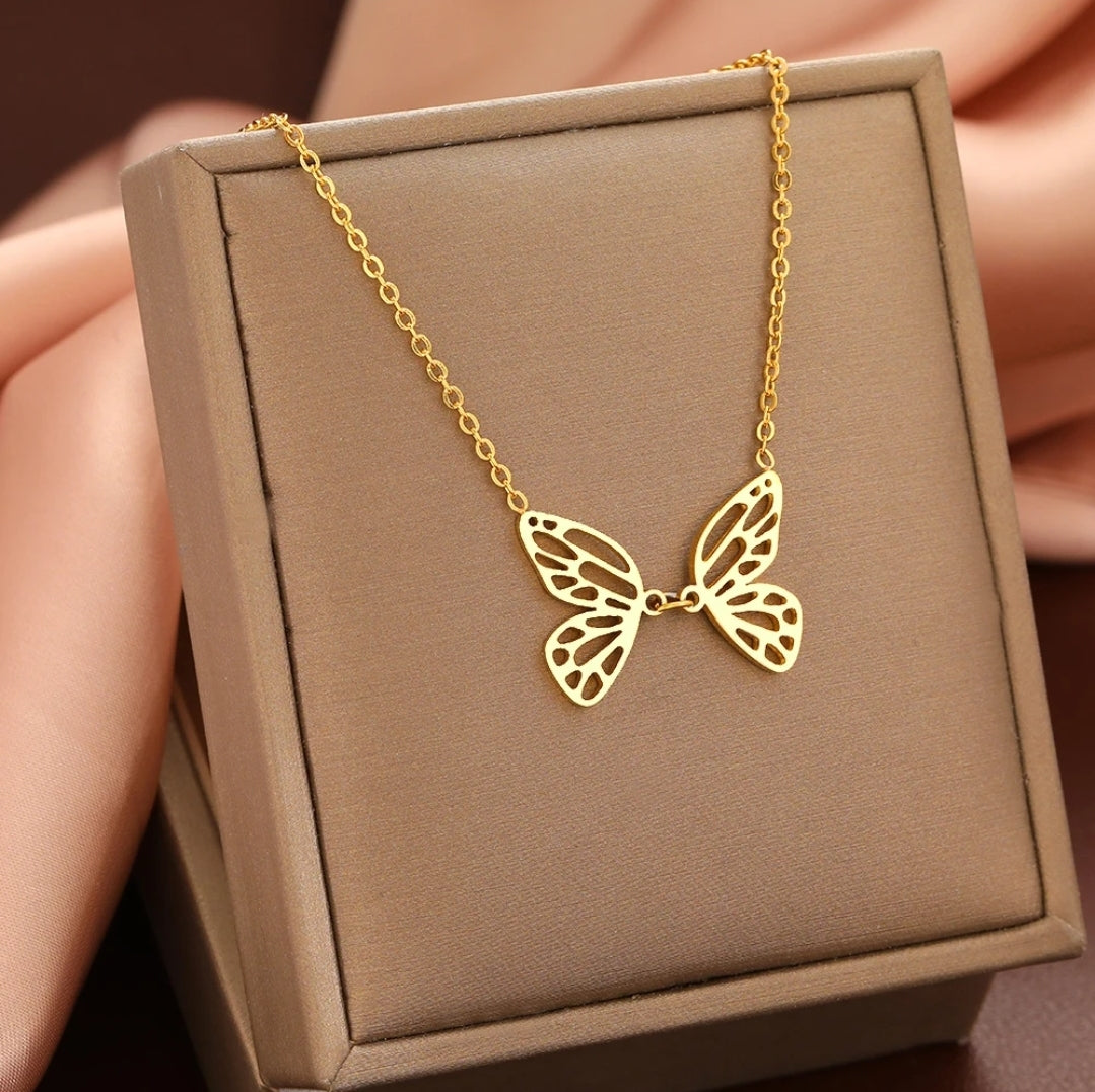 Stainless Steel Butterfly Pendant Necklaces