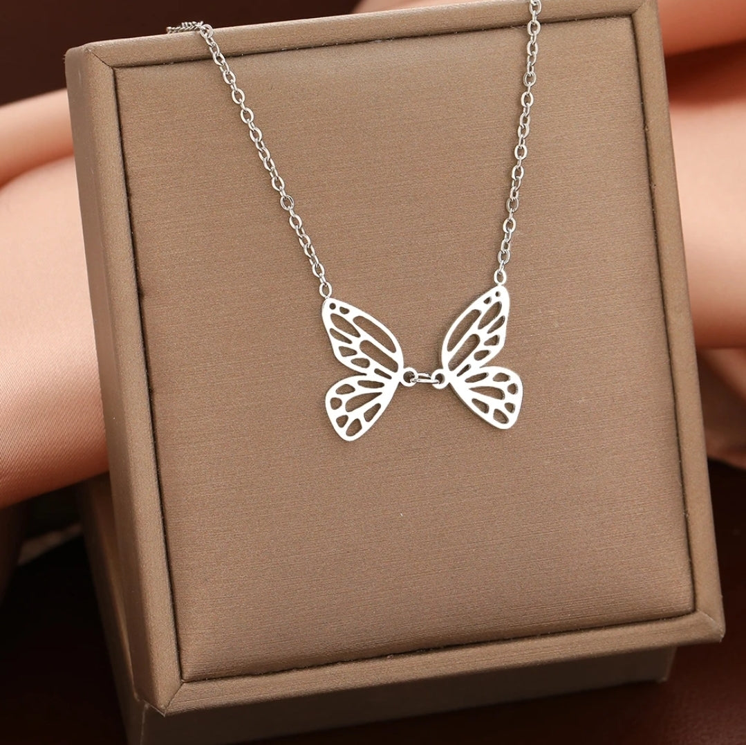 Stainless Steel Butterfly Pendant Necklaces