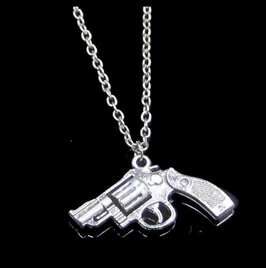 22mm P Revolver Silver Earrings or Necklace