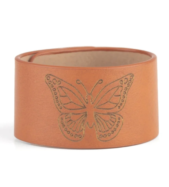 Brown Leather Urban Butterfly Bracelet