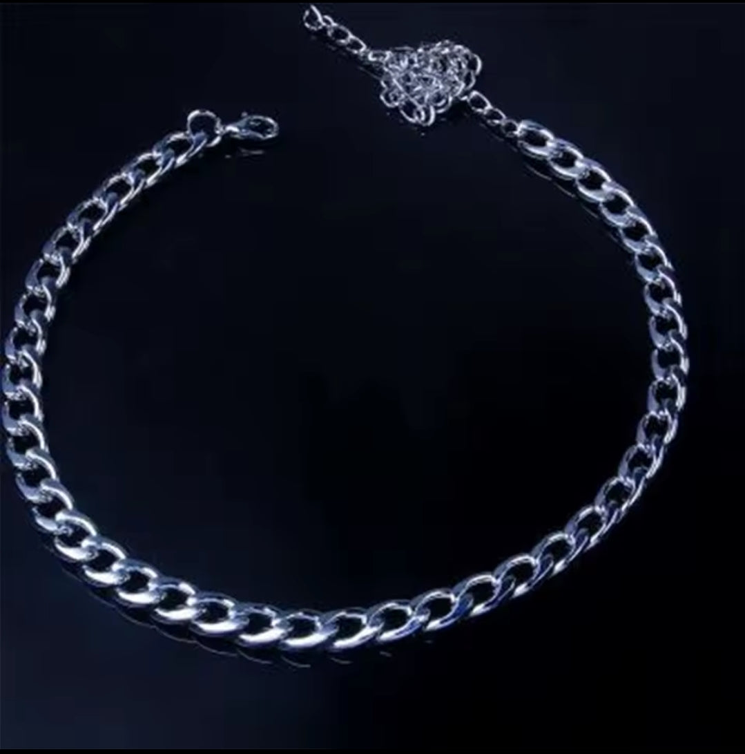 Silver Stainless Steel Cuban Link Anklet