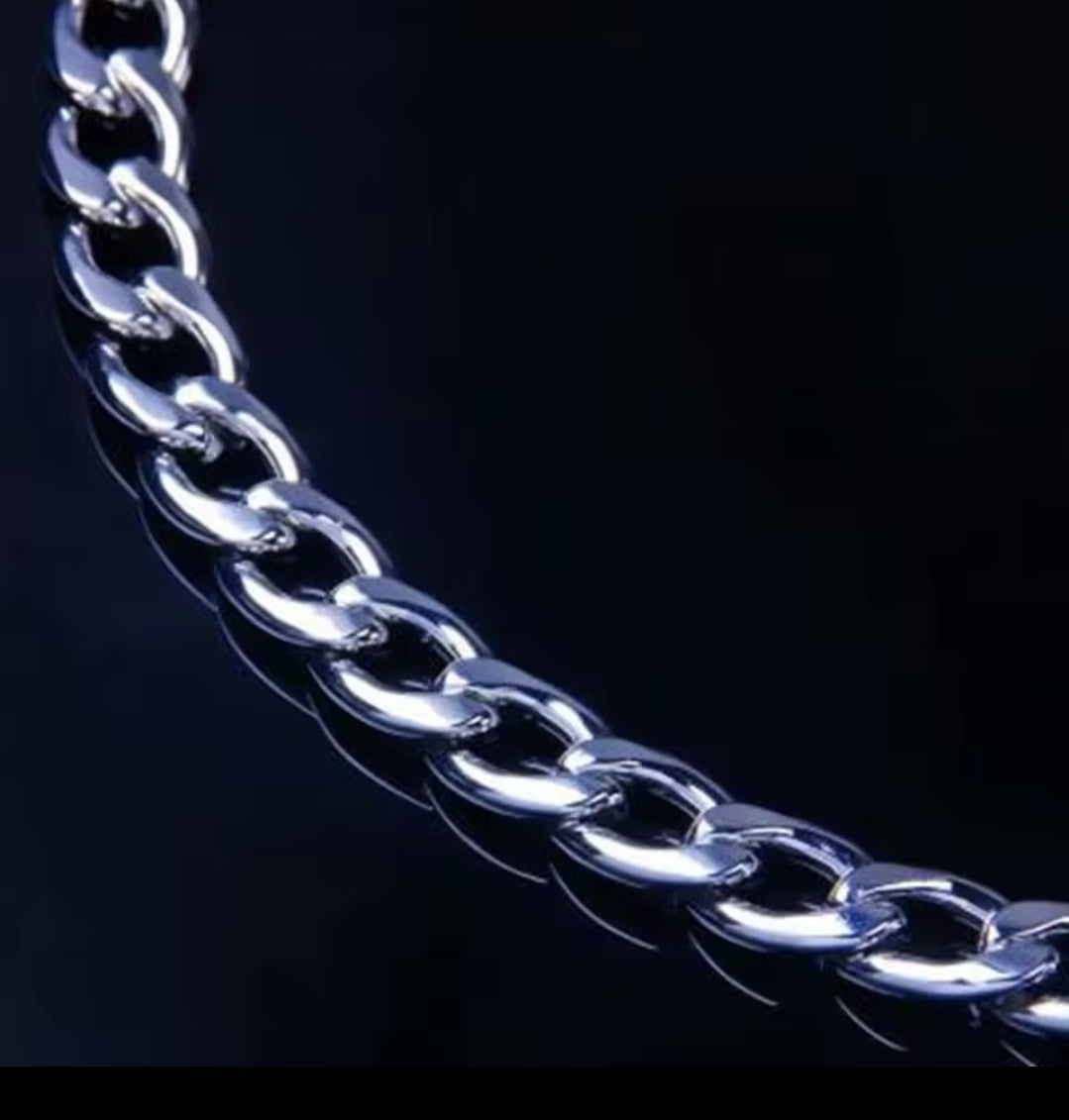 Silver Stainless Steel Cuban Link Anklet