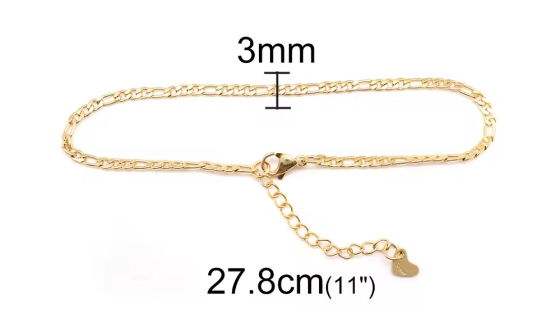 Gold Figaro Stainless Steel Anklets