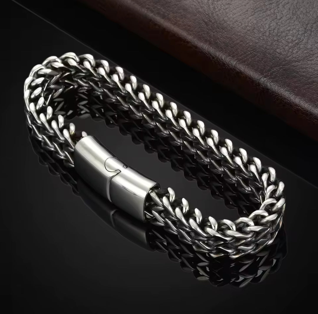 Silver Stainless Steel Chunky Bracelet
