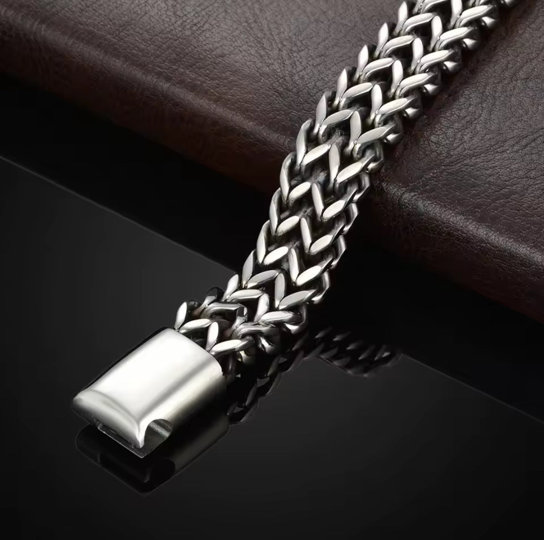 Silver Stainless Steel Chunky Bracelet