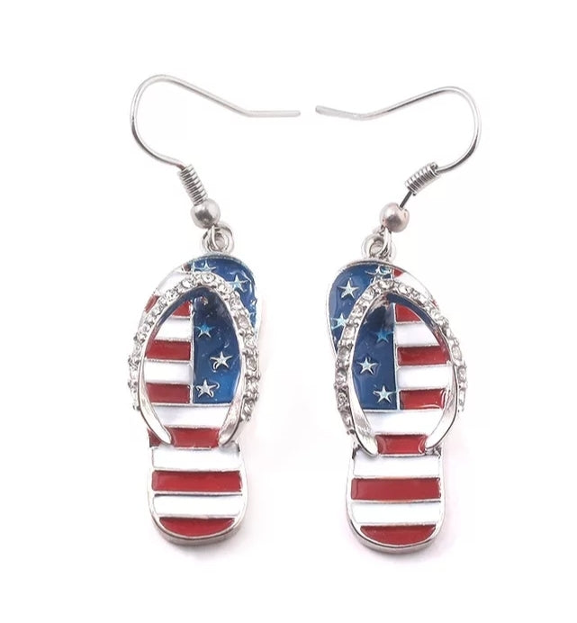 American Flag Flip Flop Earrings