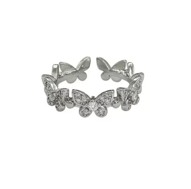 Dainty Butterfly Ring with Rhinestones