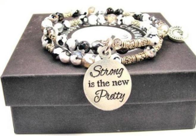 Strong is the New Pretty, Quartz Agate Black & White Stone COIL Bracelet