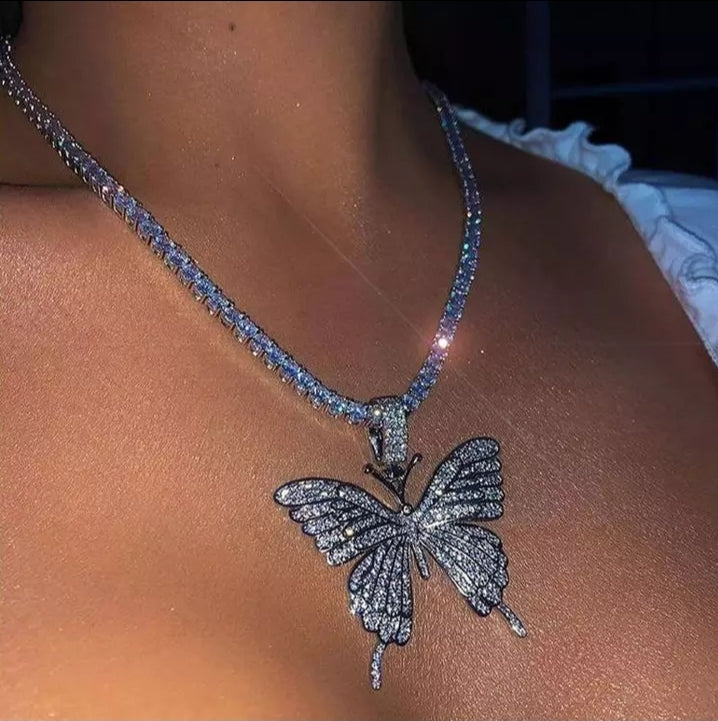 Full Rhinestone Luxury Statement Butterfly Necklace (Available in Gunmetal, Gold, Silver or Rose Gold!)