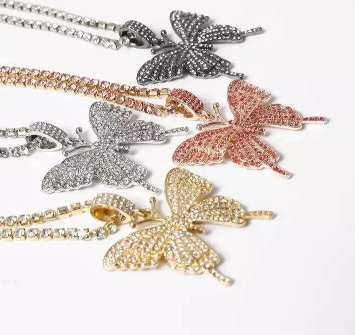 Full Rhinestone Luxury Statement Butterfly Necklace (Available in Gunmetal, Gold, Silver or Rose Gold!)