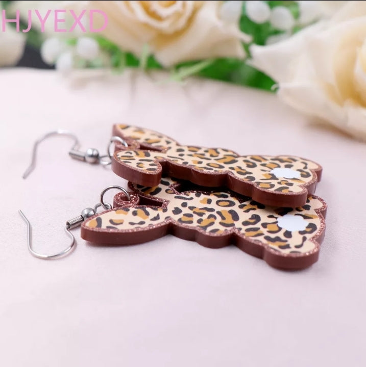 Leopard Print Bunny Rabbit Earrings
