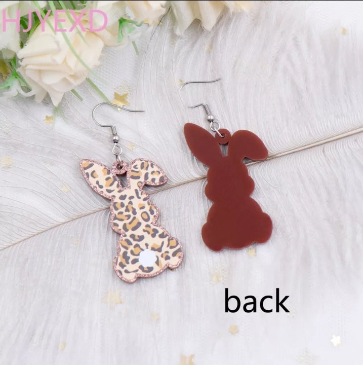 Leopard Print Bunny Rabbit Earrings