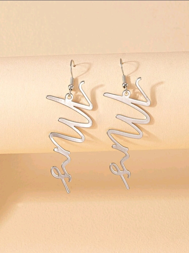 Mrs, Silver Earrings