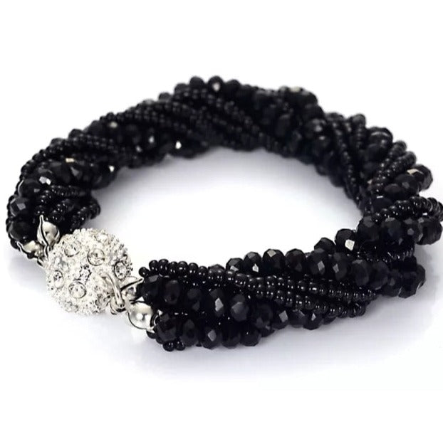 Multi-Layer Crystal Seed Bead, Magnetic Bracelets - Available in White, Silver, Blue Zircon, Hematite, Black, Champagne and Champagne Brown!