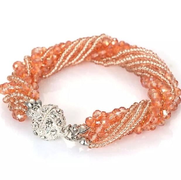Multi-Layer Crystal Seed Bead, Magnetic Bracelets - Available in White, Silver, Blue Zircon, Hematite, Black, Champagne and Champagne Brown!