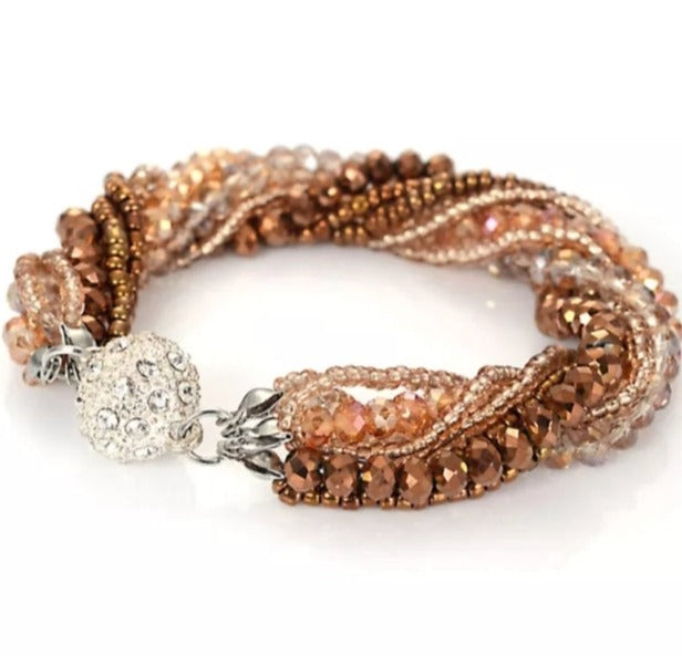 Multi-Layer Crystal Seed Bead, Magnetic Bracelets - Available in White, Silver, Blue Zircon, Hematite, Black, Champagne and Champagne Brown!