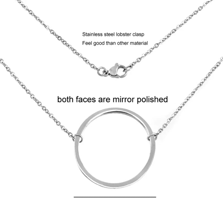 Stainless Steel Circle Slide Pendant w/ a Rolo 18in Chain