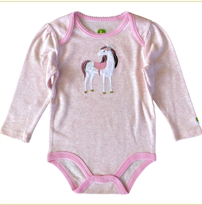 NEW John Deere, Infant Girls', Soft Pink Cotton Bodysuit (Size 6/9 Months)