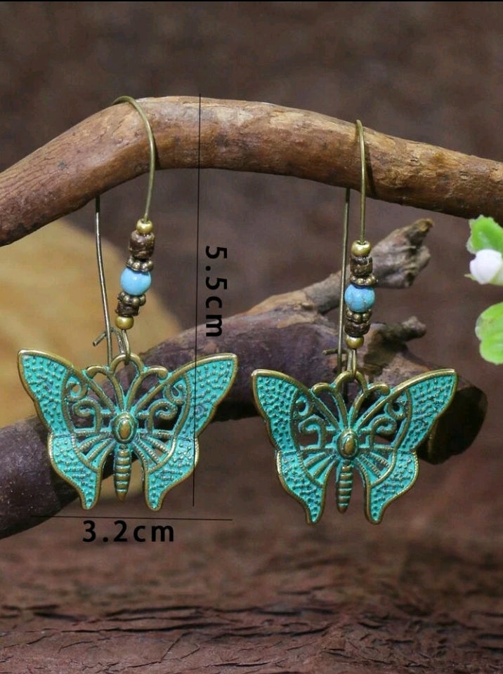 Turquoise Butterfly Charm Earrings