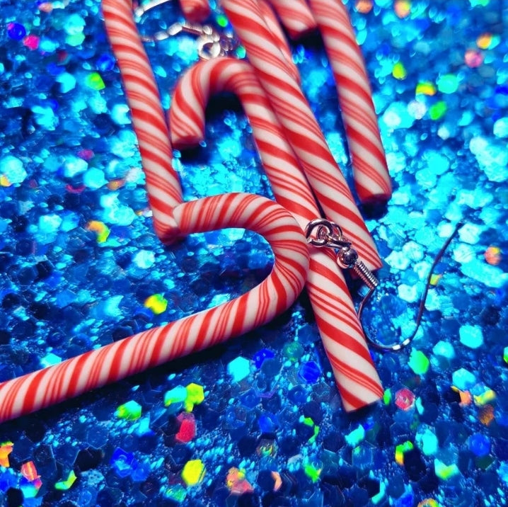 Christmas Candy Cane Resin Earrings