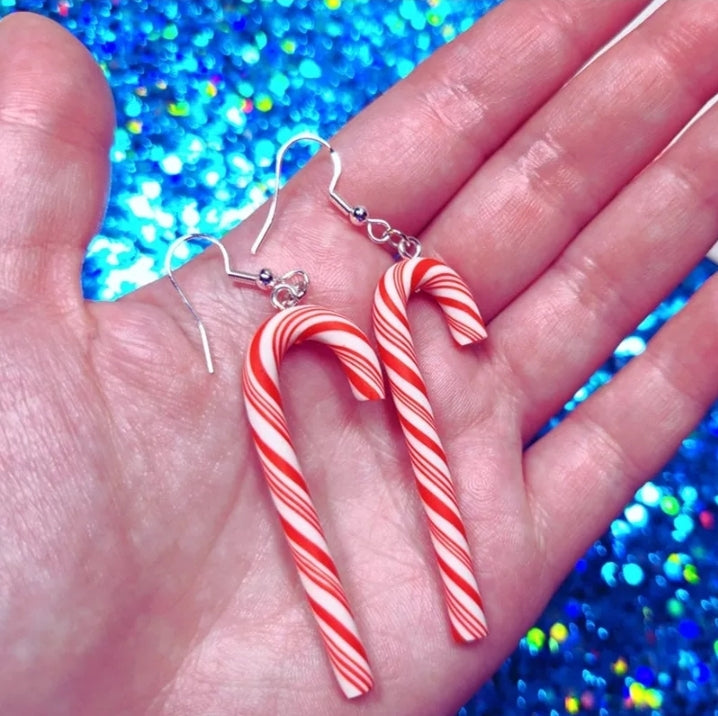 Christmas Candy Cane Resin Earrings