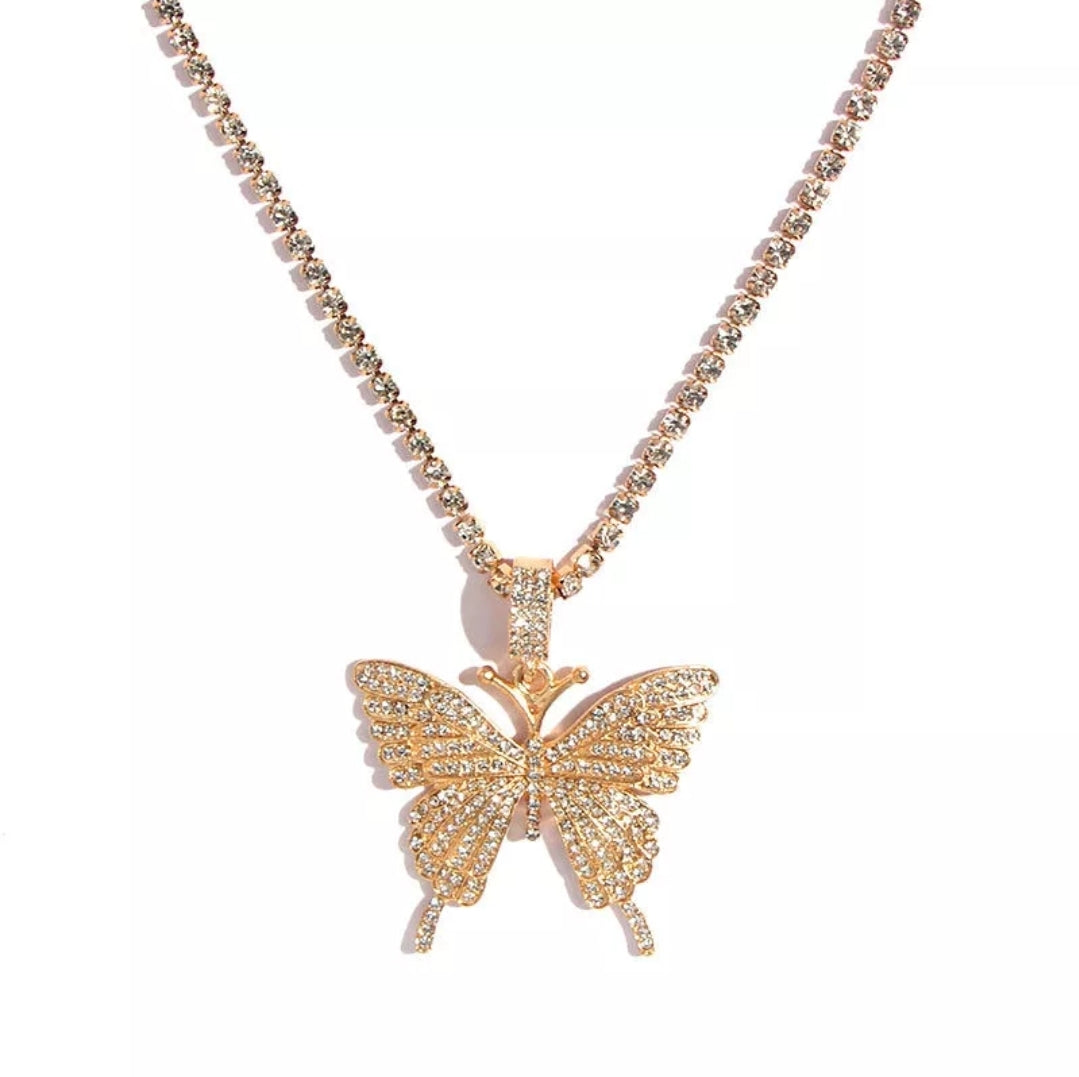 Full Rhinestone Luxury Statement Butterfly Necklace (Available in Gunmetal, Gold, Silver or Rose Gold!)